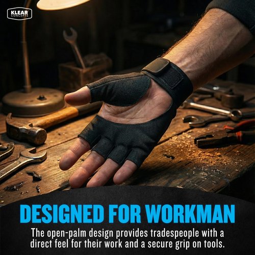 Klear Concepts 8-Light LED Flashlight Gloves for Men and Women, Open Palm Fingerless Gloves, Rechargeable Flashlight with 3 Modes, Work Light for Electricians, Fishing Tools, Camping Essentials