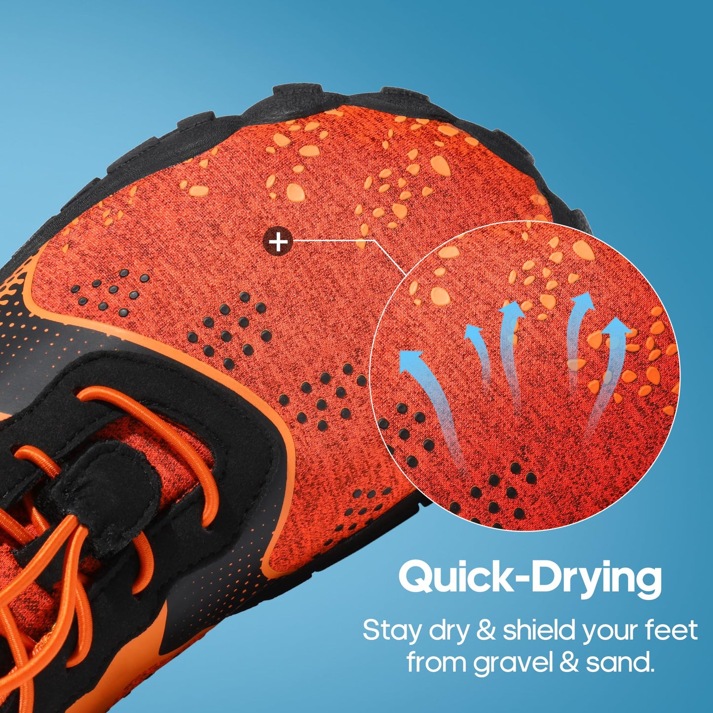 NORTIV 8 Mens Quick Dry Barefoot Aqua Shoes - Outdoor Water Shoes for Swim, Beach Sports, Fishing, Hiking, Diving, Surf, Orange/Black - 11 (TREKMAN-1)