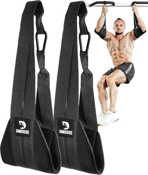 DMoose Fitness Hanging Ab Straps - Soft Padded Exercise Straps for Core Strength Training | Includes 2 Steel Carabiners