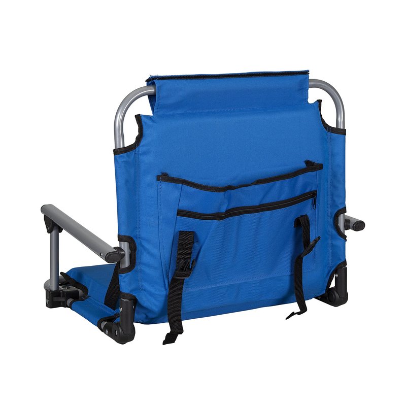 Stansport Tubular Frame Folding Stadium Seat with Arms - Blue/Tan (G-8-50)