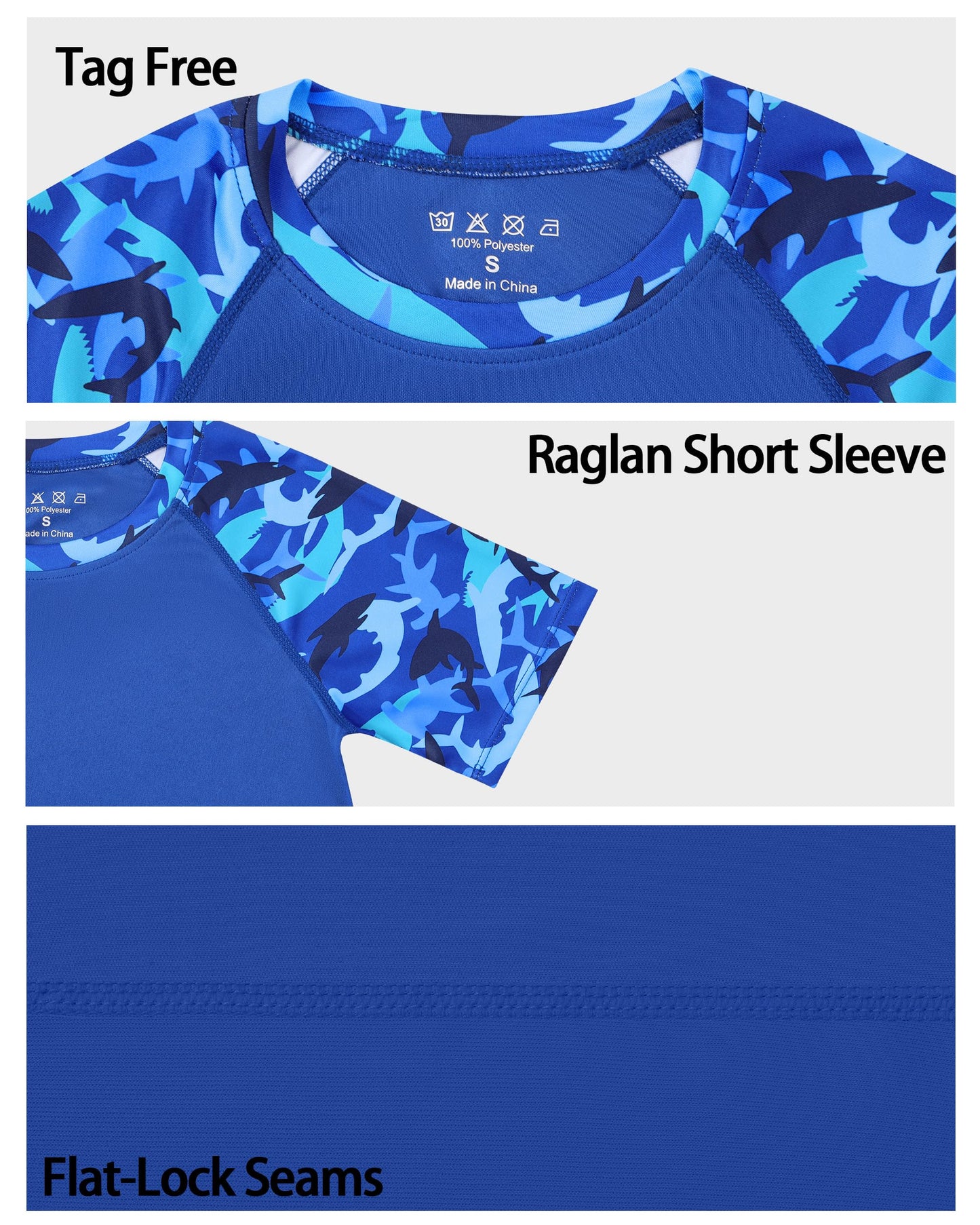 Roadbox Boys Rash Guard Swim Shirt Short Sleeve, Kids Youth UPF 50+ UV Sun Protection Rashguard Water Shirt, SPF Fishing Surfing Beach Shirts Dark Blue
