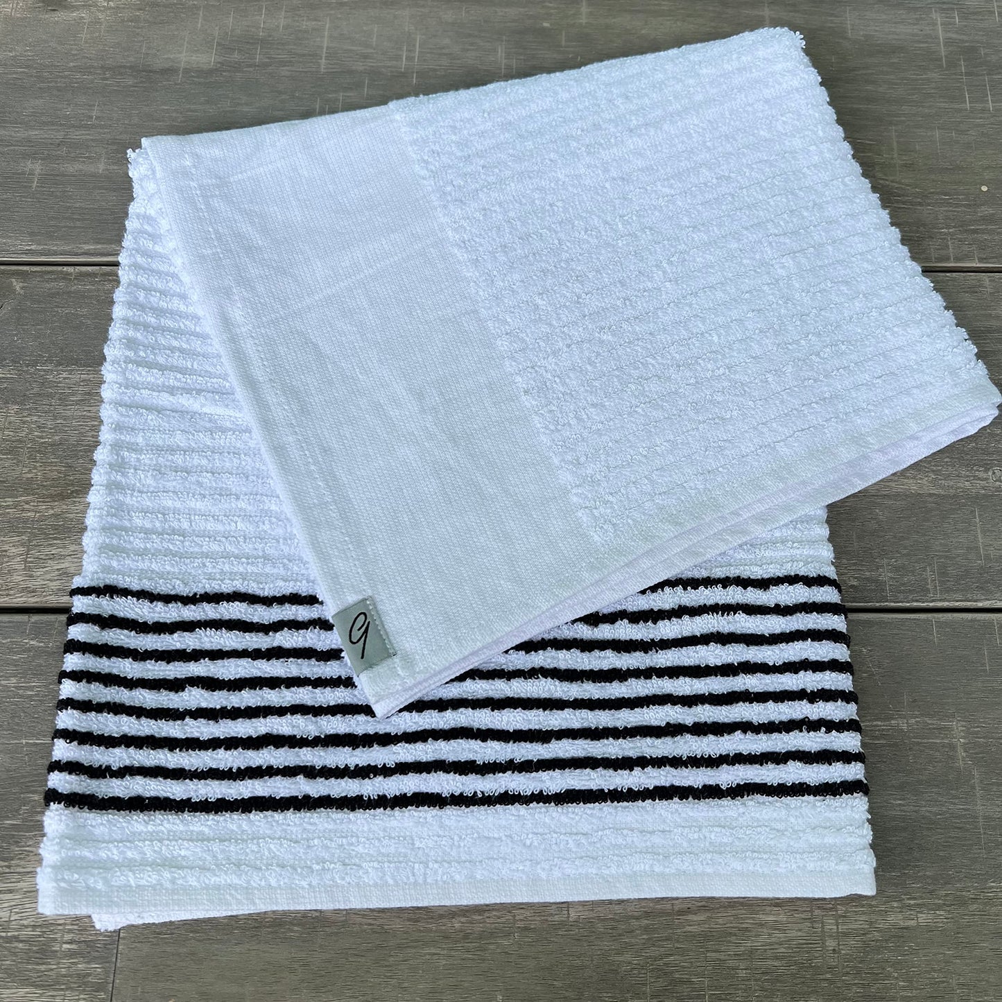 E9 GOLF Caddy Towel - Large 22" x 44" Caddie Style Golf Towel Design, Use The Same Golf Towel That Tour Players Use, Simple, Clean Design, White with Black Stripes
