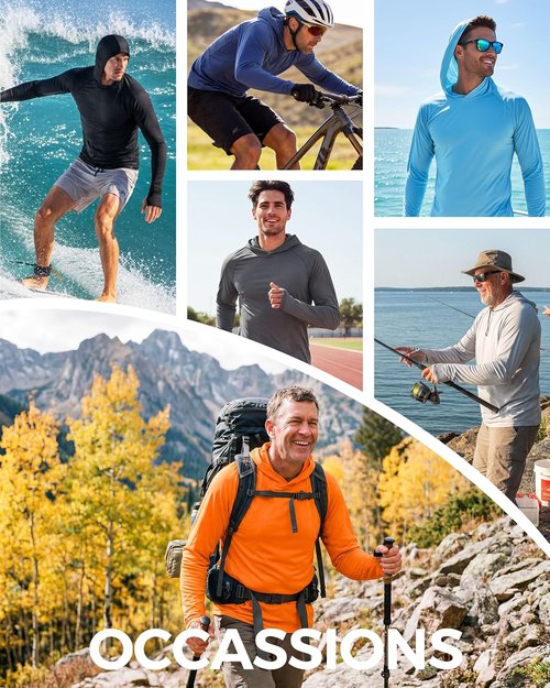 Boladeci Men's Lightweight UPF 50+ Sun Protection Hoodie - Long Sleeve Fishing & Hiking Shirt