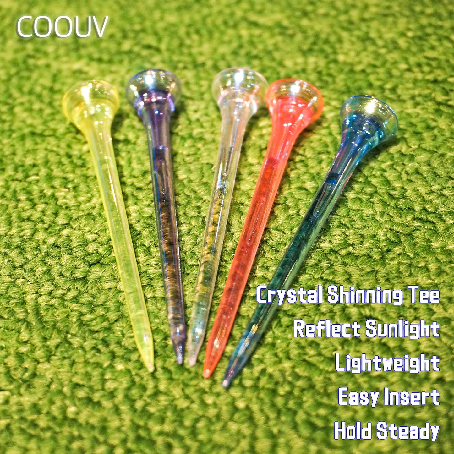 Golf Tees 2.68’’ 2.83’’ 10/20/30 Count Crystal Plastic Golf Tees Reduced Friction & Side Spin Professional Unbreakable TEES