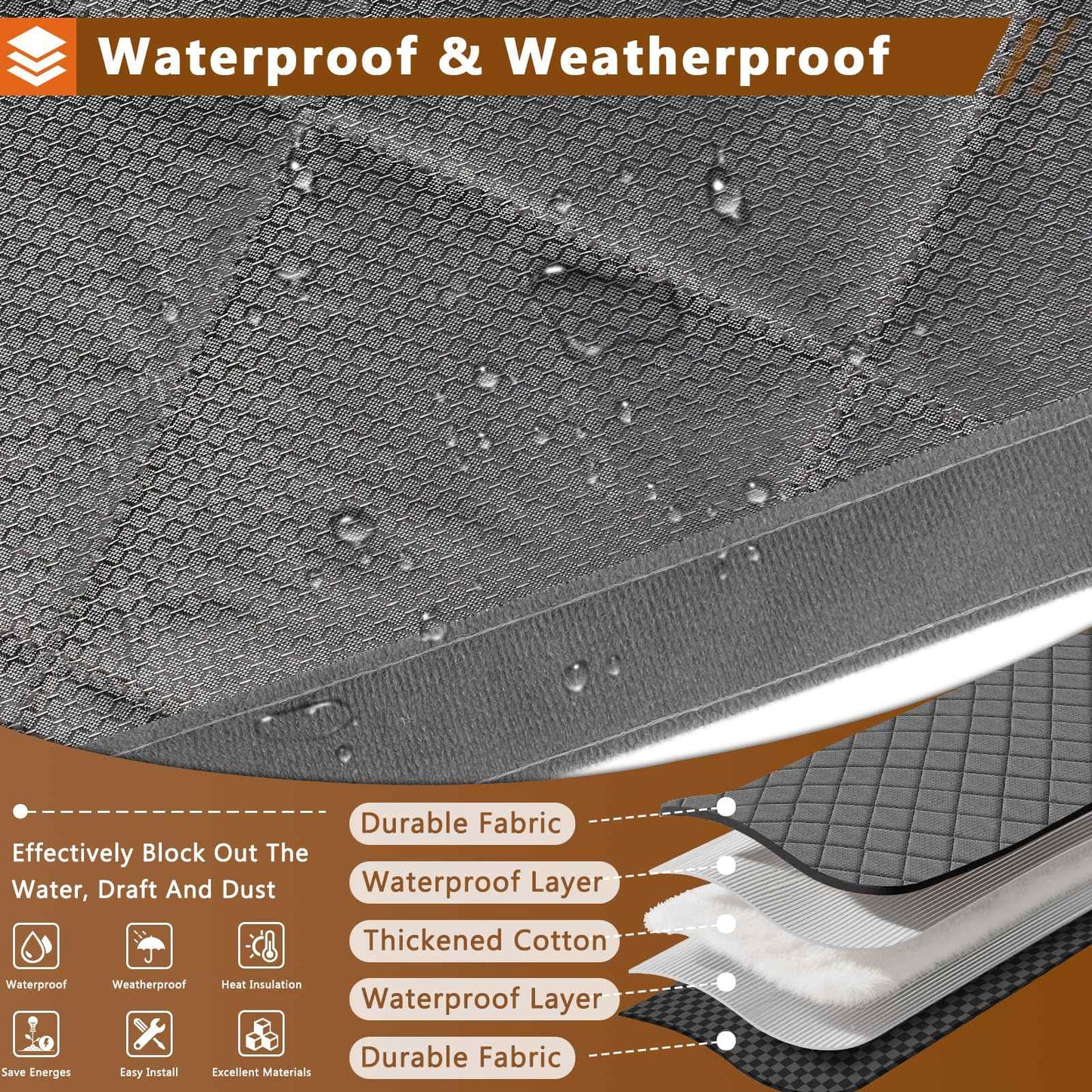 Garage Door Insulation Curtain for Winter 1 car 9 x 7 ft Magnetic Insulated Thermal Garage Screen Door Waterproof Thicken Cotton Cover Blanket Gray