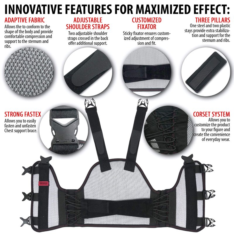 ORTONYX Sternum and Thorax Support Chest Brace Post Open Heart Surgery Sternum Fractures Rehabilitation / ACHB5255-S