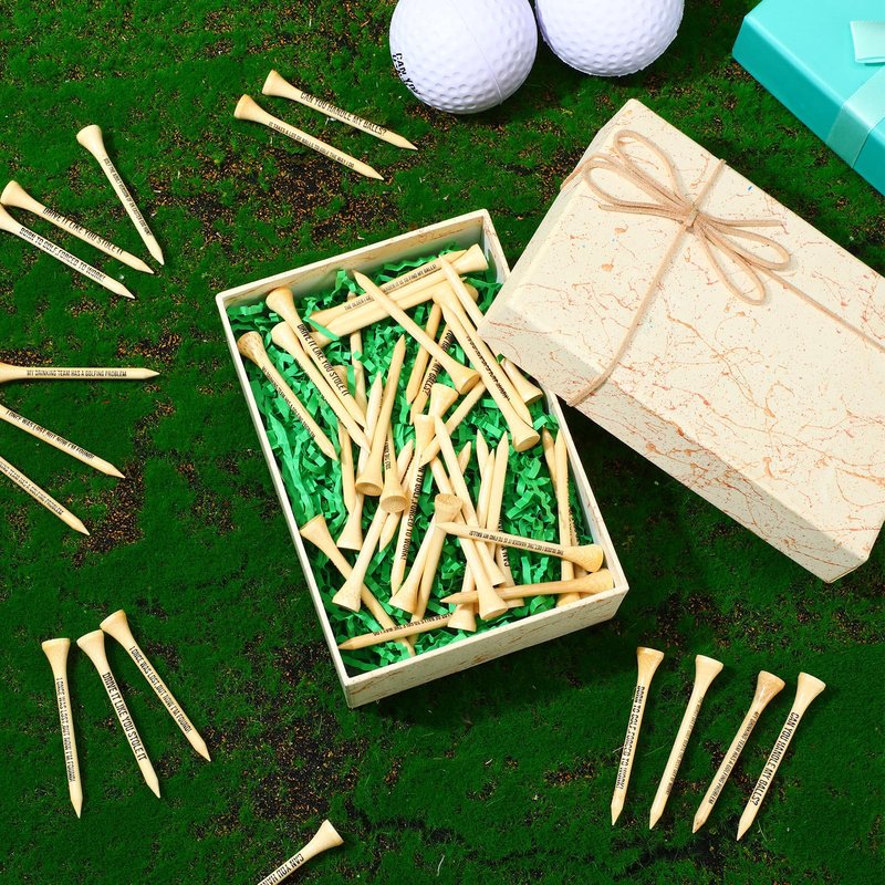 Hollowfly 100 Pack Wood Golf Tees Bulk for Men Easter Gifts 2-3/4 Inch Wooden Golf Tees Funny Birthday Gag Gifts for Men Grandpa Husband Lovers, 10 Style