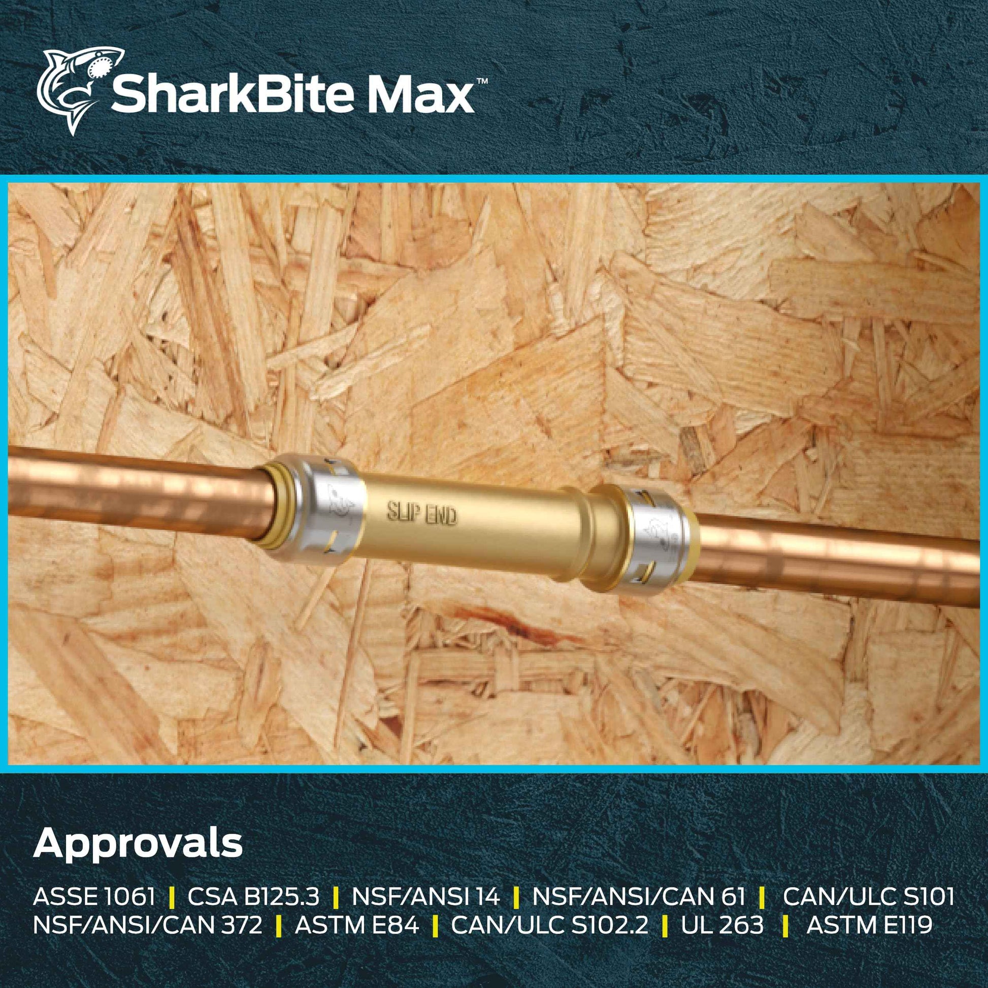 SharkBite Max 3/4 Inch Slip Coupling, Push to Connect Brass Plumbing Fitting, PEX Pipe, Copper, CPVC, PE-RT, HDPE, UR3016A