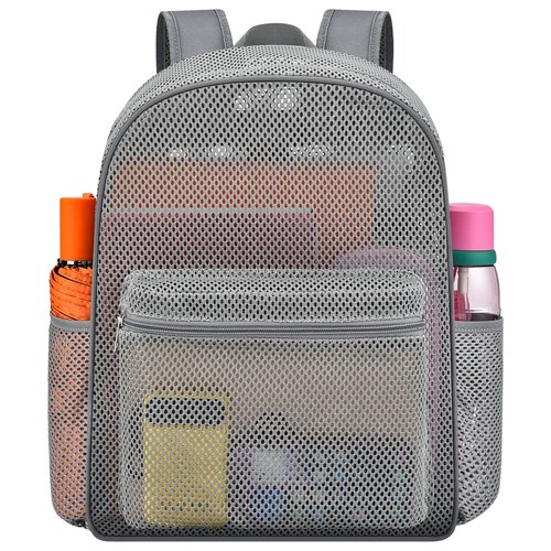 Oraben Duty Mesh Backpacks for Adults,See Through Backpack for Swimming Work Outdoor, Diving Backpack Carry Portable Oxygen Concentrators (Grey)