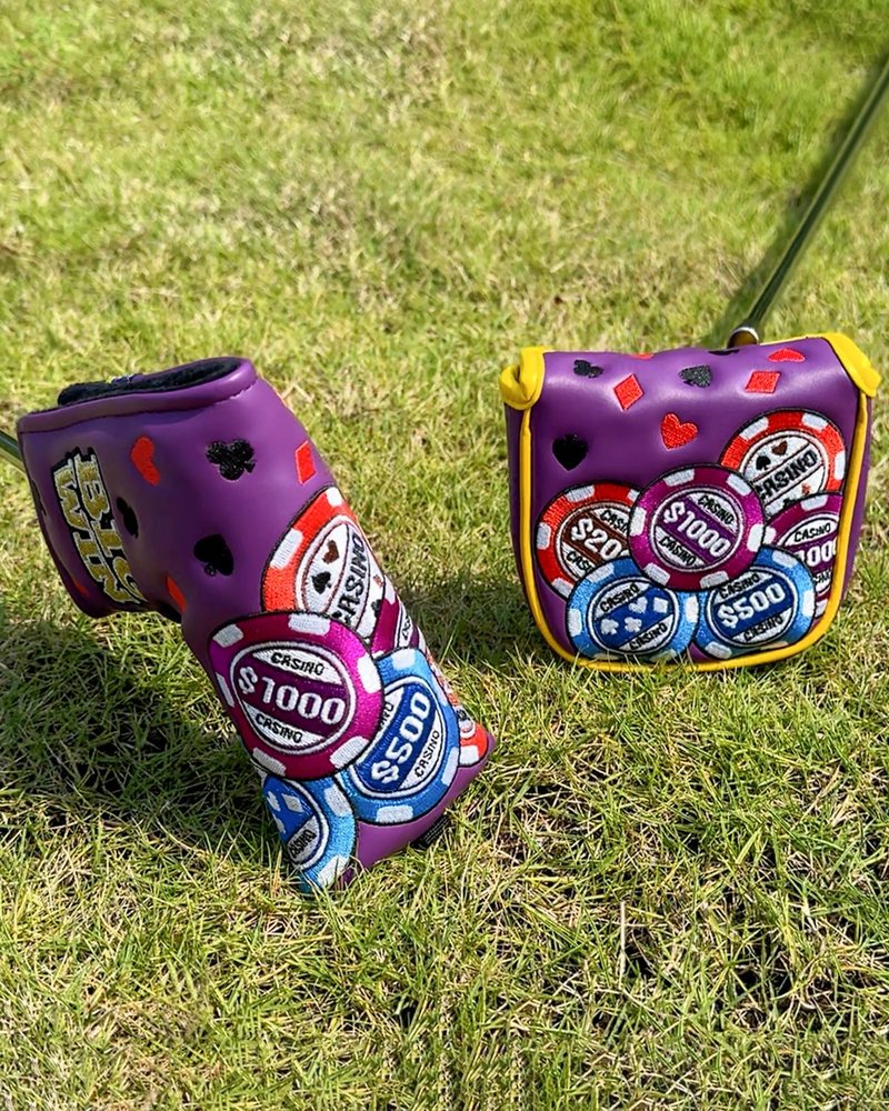 BIG TEETH Golf Putter Cover Magnetic Blade Putter Head Covers Purple Big Win Fits Most Blade Putter Club Protecter