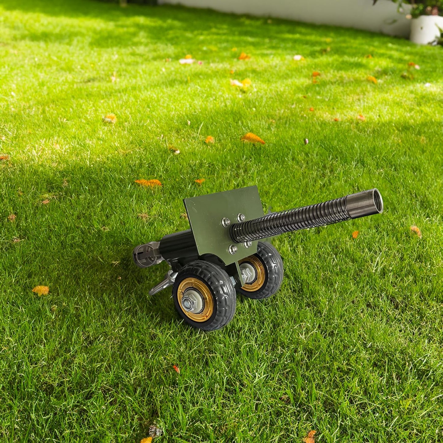 TIETHEKNOT Stainless Steel Mini Cannon Model - Recoil Mechanism for Outdoor Games & Collectors (Green)