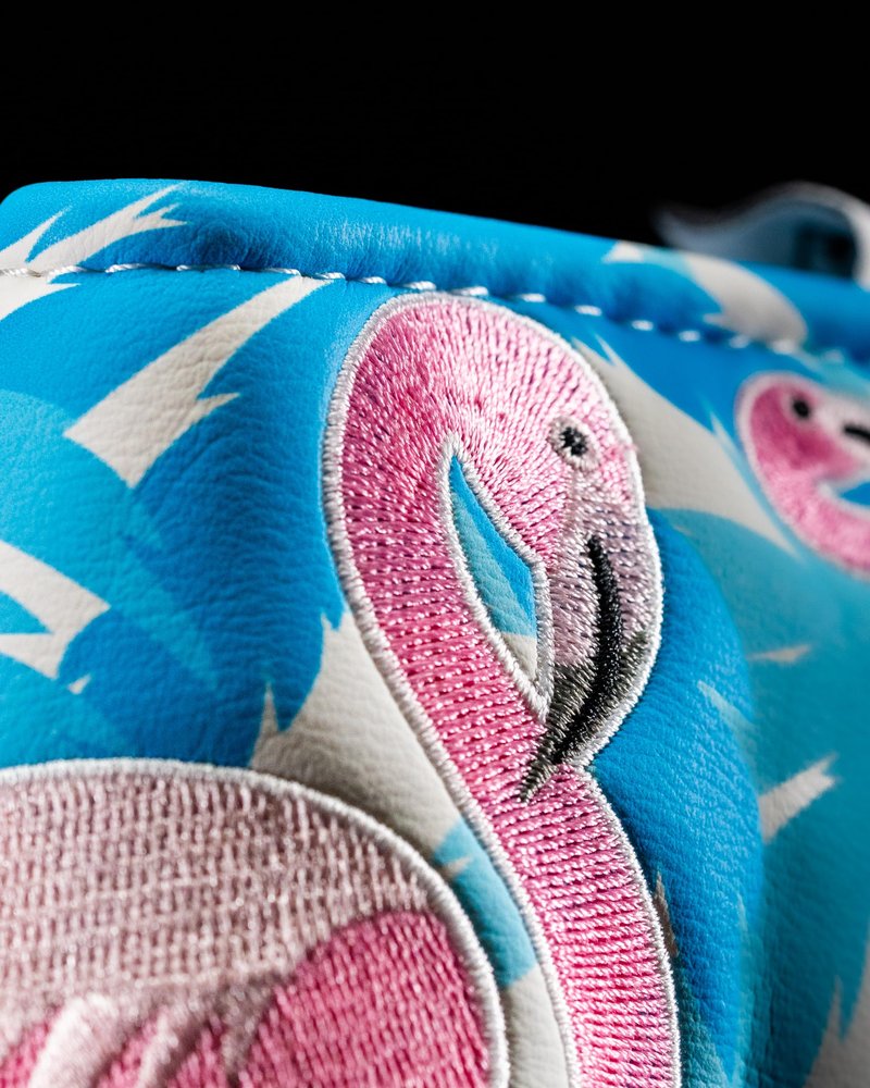 Pins & Aces LE Tropical Lawn Flamingo Head Cover - Premium, Hand-Made Leather Woods Headcover - Funny, Tour Quality Golf Club Cover - Style and Customize Your Golf Bag (Blade)