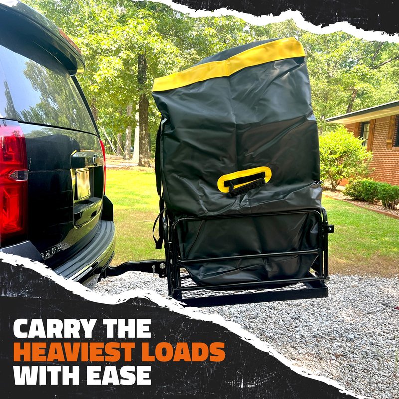 Mockins 30 Cu Ft Trailer Hitch Cargo Carrier Bag | 60"x24"x36" Weatherproof Cargo Bag for Hitch Carrier | Waterproof Truck Bed Storage Set | Vinyl Vehicle Soft-Shell Carriers for Road Trips & Camping