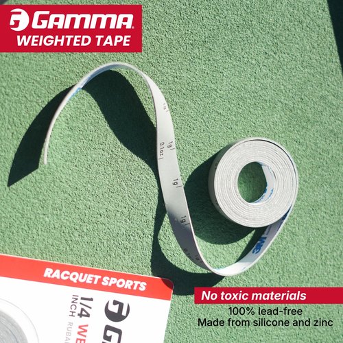 Gamma Weighted Tape – Adjustable Paddle & Racquet Weight for Enhanced Control, Power & Speed – Customizable Tape for Pickleball, Tennis, Padel - Gray, 1/2" Roll