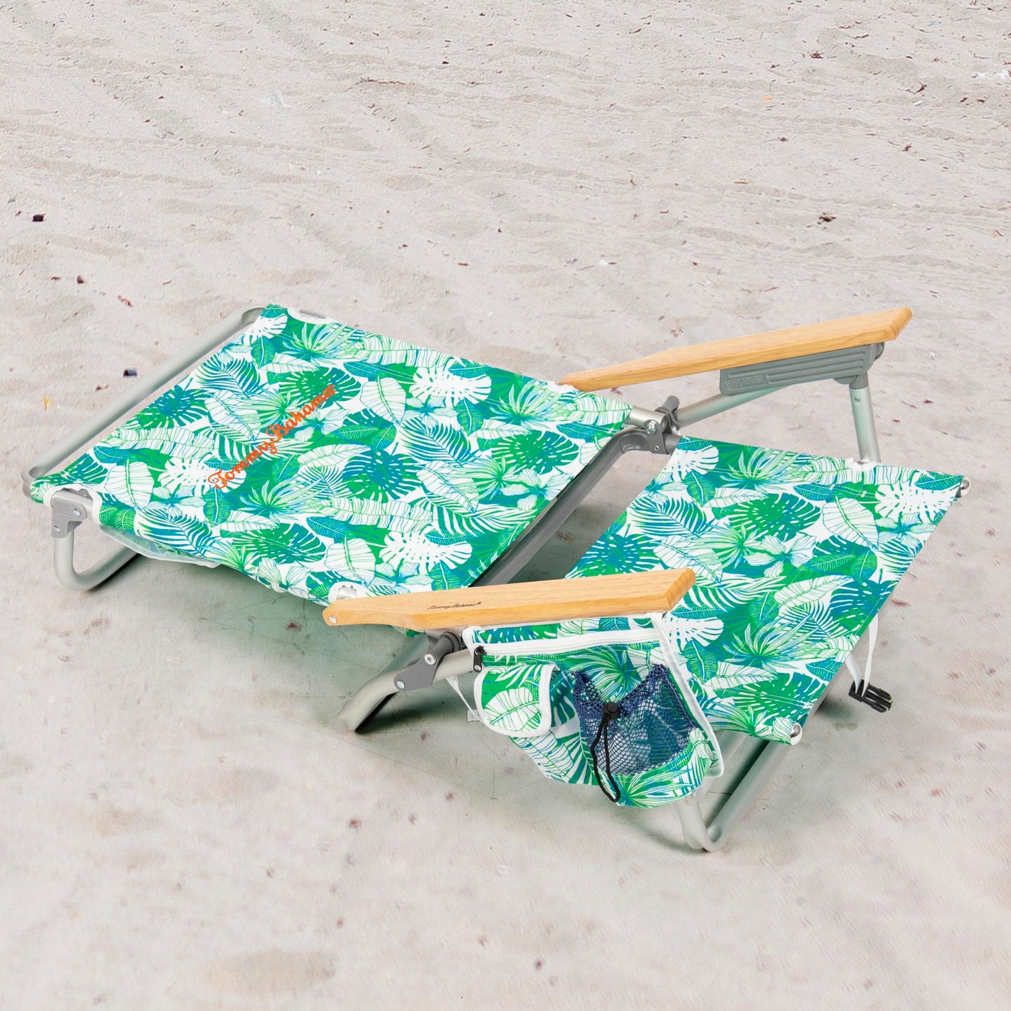Tommy Bahama 5-Position Classic Lay Flat Backpack Beach Chair with Cooler and Cup Holder, Portable Folding Beach Chair for Tanning, Tropical Leaves