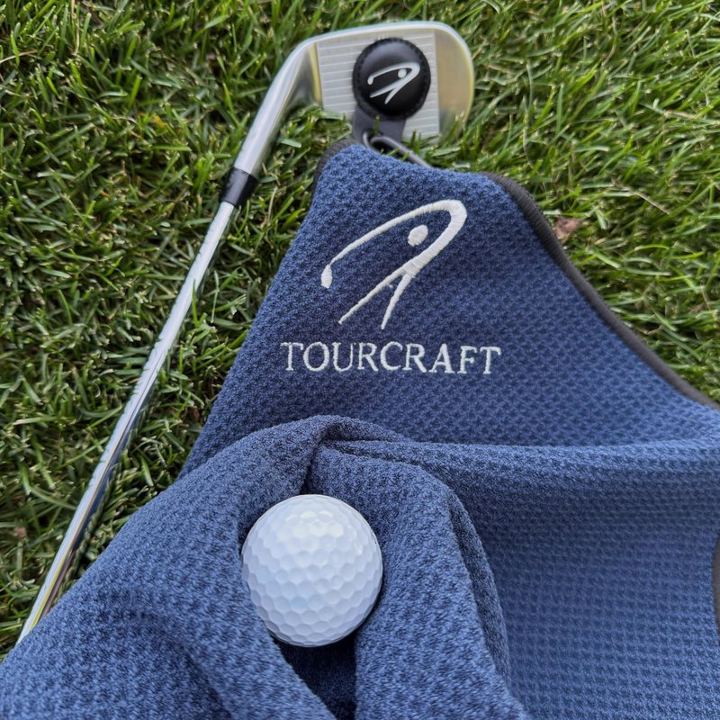 TourCraft Magnetic Golf Towel for Cart or Clubs – Super-Absorbent Waffle Microfiber, Quick-Dry Design with Strong Magnet & Clip, 18x18 (Black)