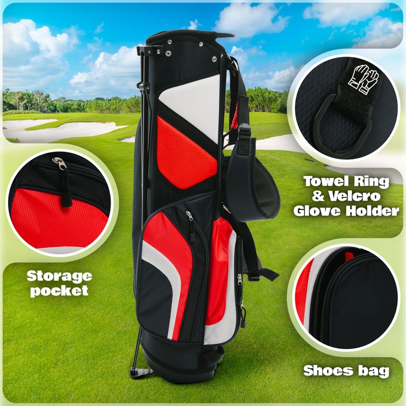 Ultra-Lite Golf Stand Bag - 3 Lbs, 4 Way Divider Portable Golf Club Carry Bag, Water-Repellent Golf Travel Case with Rain Hood, Golf Gifts for Men and Women (Navy Blue)