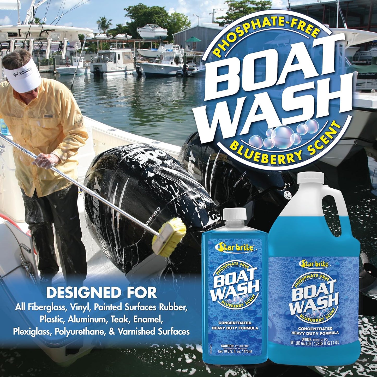 STAR BRITE Concentrated Boat Wash - Heavy-Duty Non-Streak Formula for Sparkling Hulls & Decks - 128 OZ Gallon