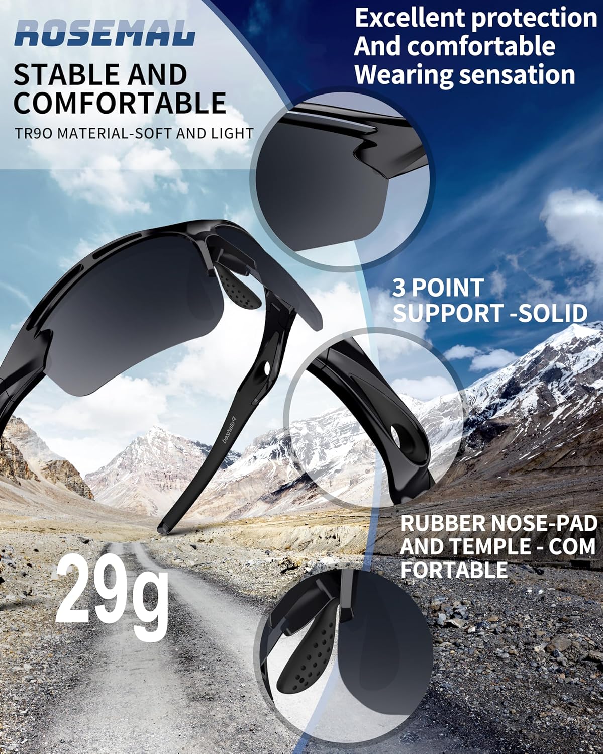Polarized Sports Sunglasses - UV400 Protection for Men & Women | Lightweight TR90 Design for Outdoor Activities