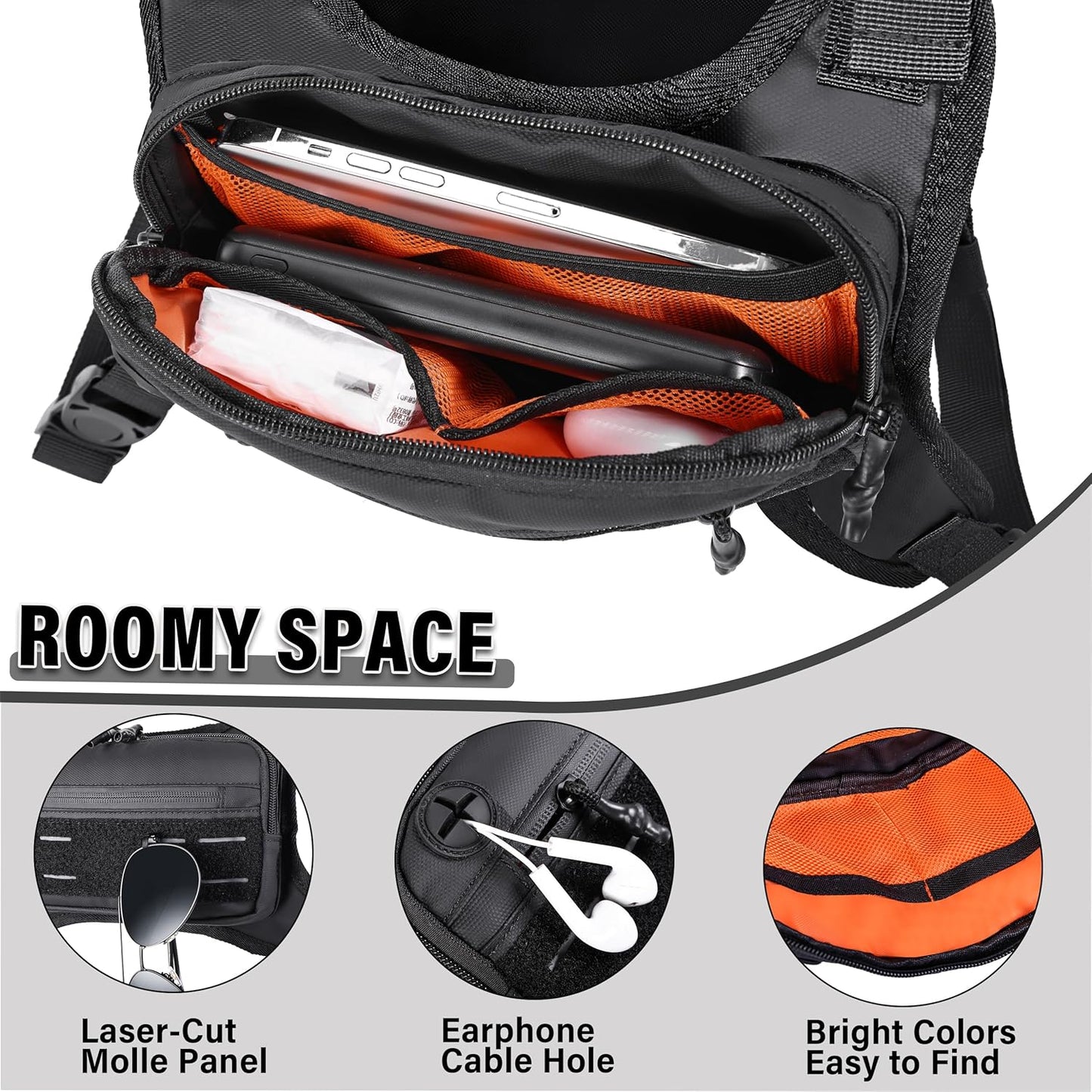 MOZETO Running Vest for Men - Lightweight, Water-Resistant Chest Pack with Reflective Back & Extra Storage