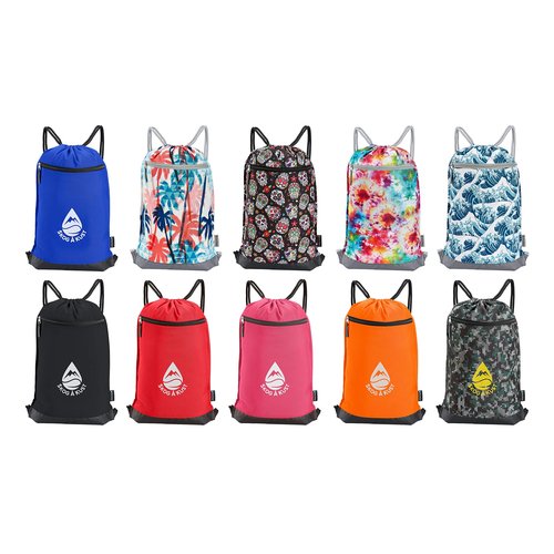 Skog Å Kust GymSak | Patented 2-in-1 Drawstring Cinch Bag with Removable Waterproof Dry Bag | Camo & Yellow