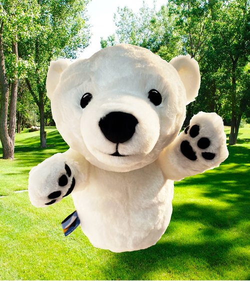 dinofactory Anagom Polar Bear Golf Driver Headcover - Cute Animal Head Cover for 460cc Club, Premium Handmade Plush with Adorable Paws, Funny Golf Gift for Men Women (White)