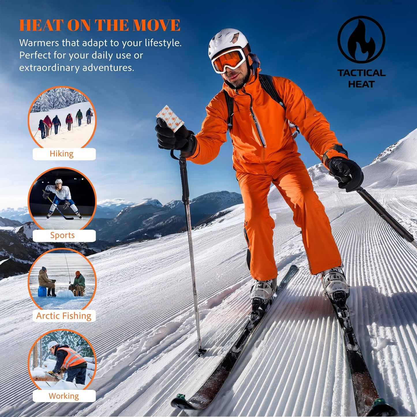 Tactical Heat - Hot Hand Warmers - All Natural, Air Activated Instant Heat - Disposable & 100% Recyclable/Compostable - Long Lasting, Easy & Safe for Skiing, Snowboarding, Camping & More - 40 Pairs