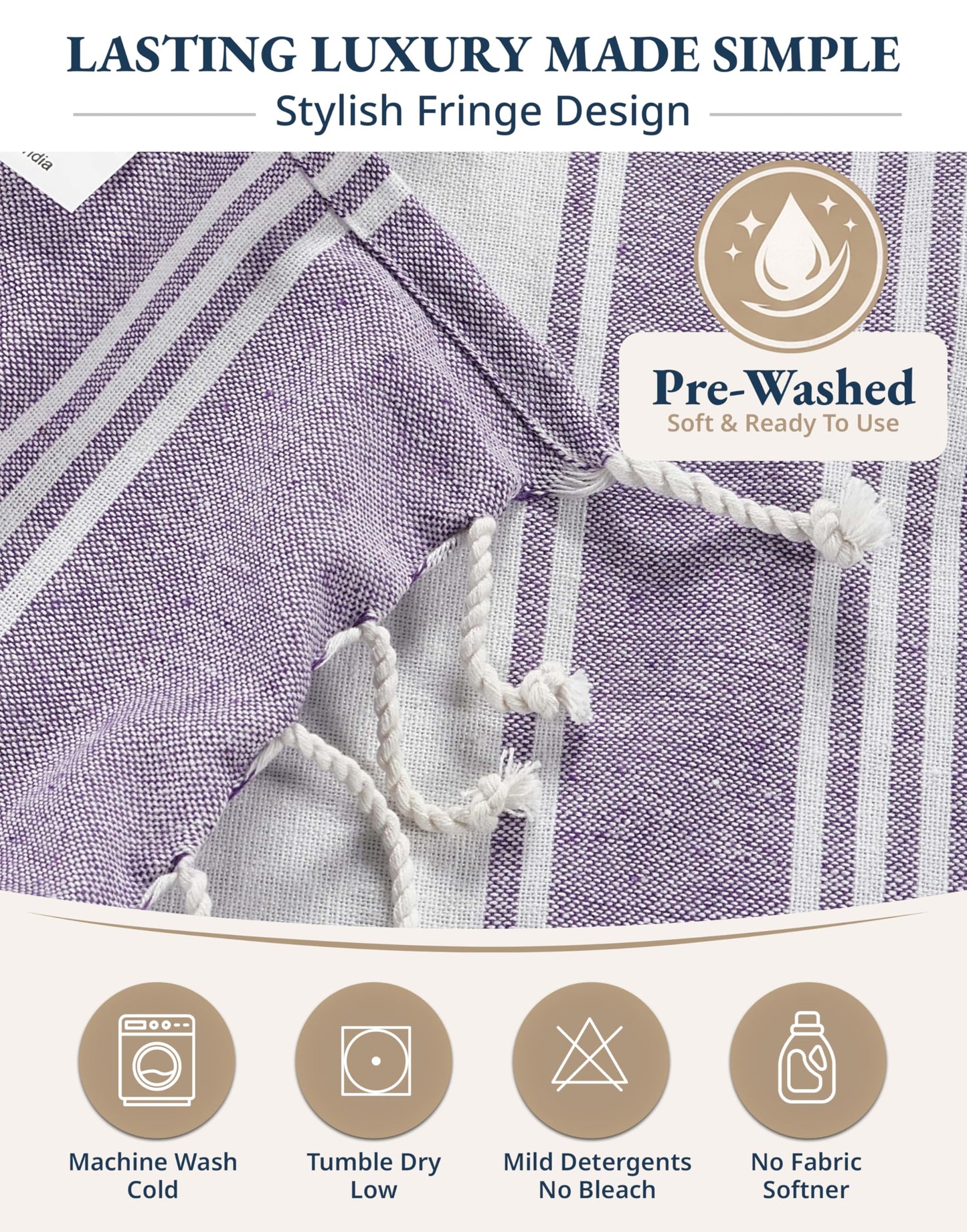 LANE LINEN 2 Pack Beach Towels Oversized, 39"x71", Quick Dry - Regal Orchid