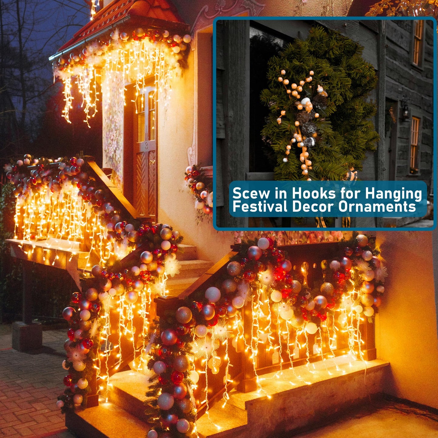 LayHyand 200 Pcs Screw Hooks kit,6 Sizes Vinyl Coated Ceilling Wall Cup Hook for Hanging Plant, Mug, Coffee Cups, String Light Decors, Indoor & Outdoor, Black (1/2in, 5/8in,3/4in,7/8in,1in,1-1/4in)