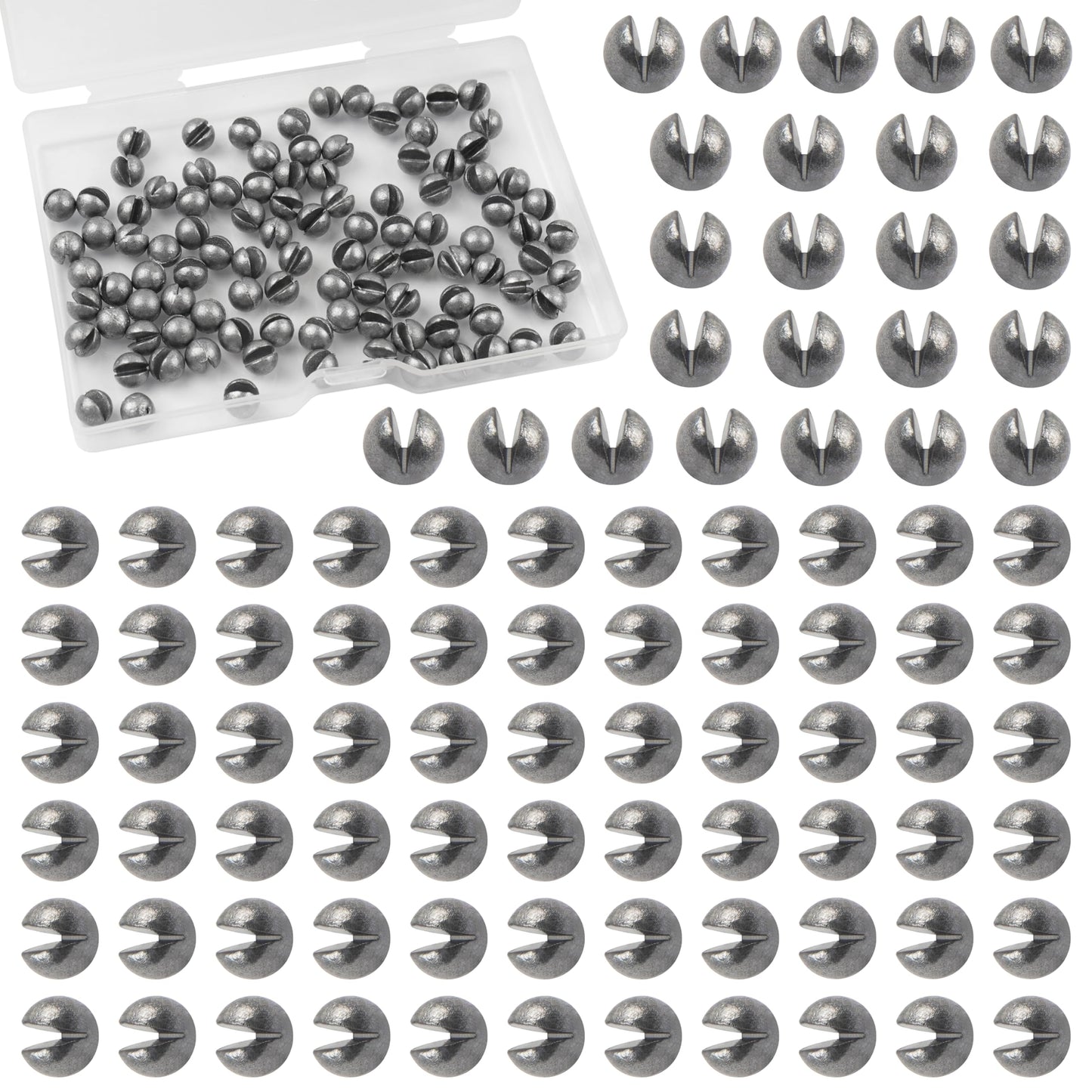 100pcs Split Shot Fishing Weights Removable Round Fly Fishing Line Sinkers Reuseable Clip On Weights Freshwater Saltwater Split Shot Fishing Sinkers 2.2g