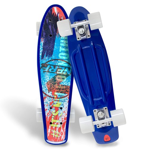 Flybar 22 Inch Complete Plastic Cruiser Skateboard Custom Non-Slip Deck Multiple Colors (NERF Blue Paint)