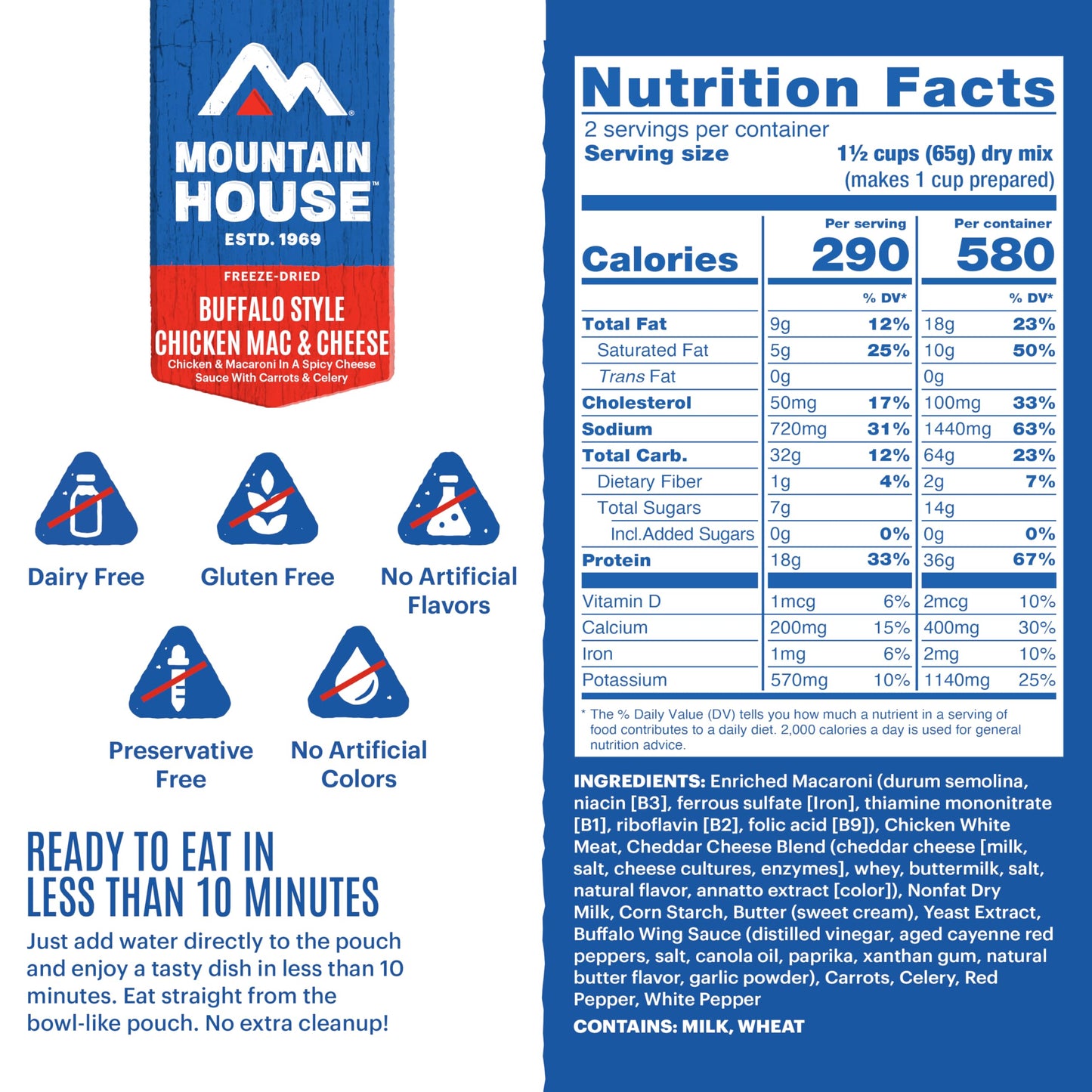 Mountain House Freeze-Dried Dinner Entree | Backpacking Meals for Camping and Hiking, 4 Servings, 30-Year Shelf-Life, 2-Pack