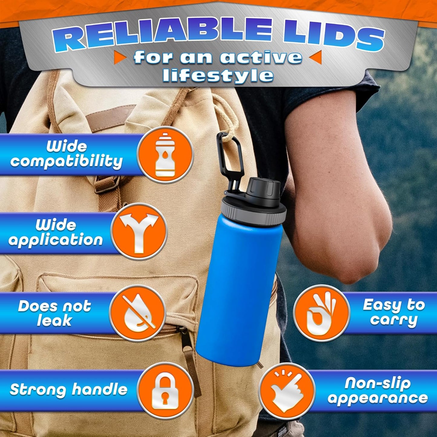 ThermoFlask Wide Mouth Lid Replacement - Leak-Resistant Spout with Carry Handle | Fits 12-64 oz Bottles