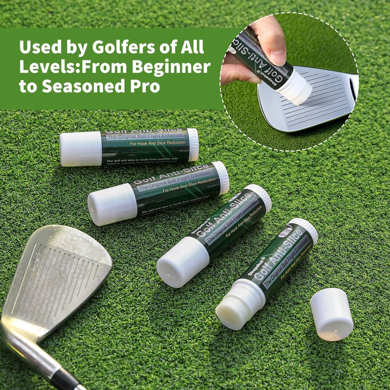 Shupakul 4 Pcs Golf Anti-Slice Anti-Hook Compound for Clubs, Golf Driver Wax Stick to Reduce Side Spin, Portable Golf Stick Compound Accessories for Boosts Distance Increases Accuracy