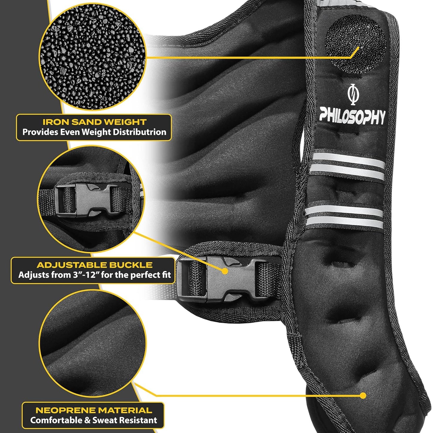 Philosophy Gym Weighted Workout Vest - Enhance Strength Training with Comfortable Fit | Adjustable Size