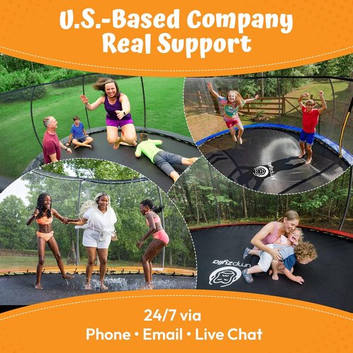 JUMPZYLLA Trampoline - Outdoor 8FT to 16FT with Enclosure, Non-Slip Ladder & Anti-Rust Frame - ASTM Approved
