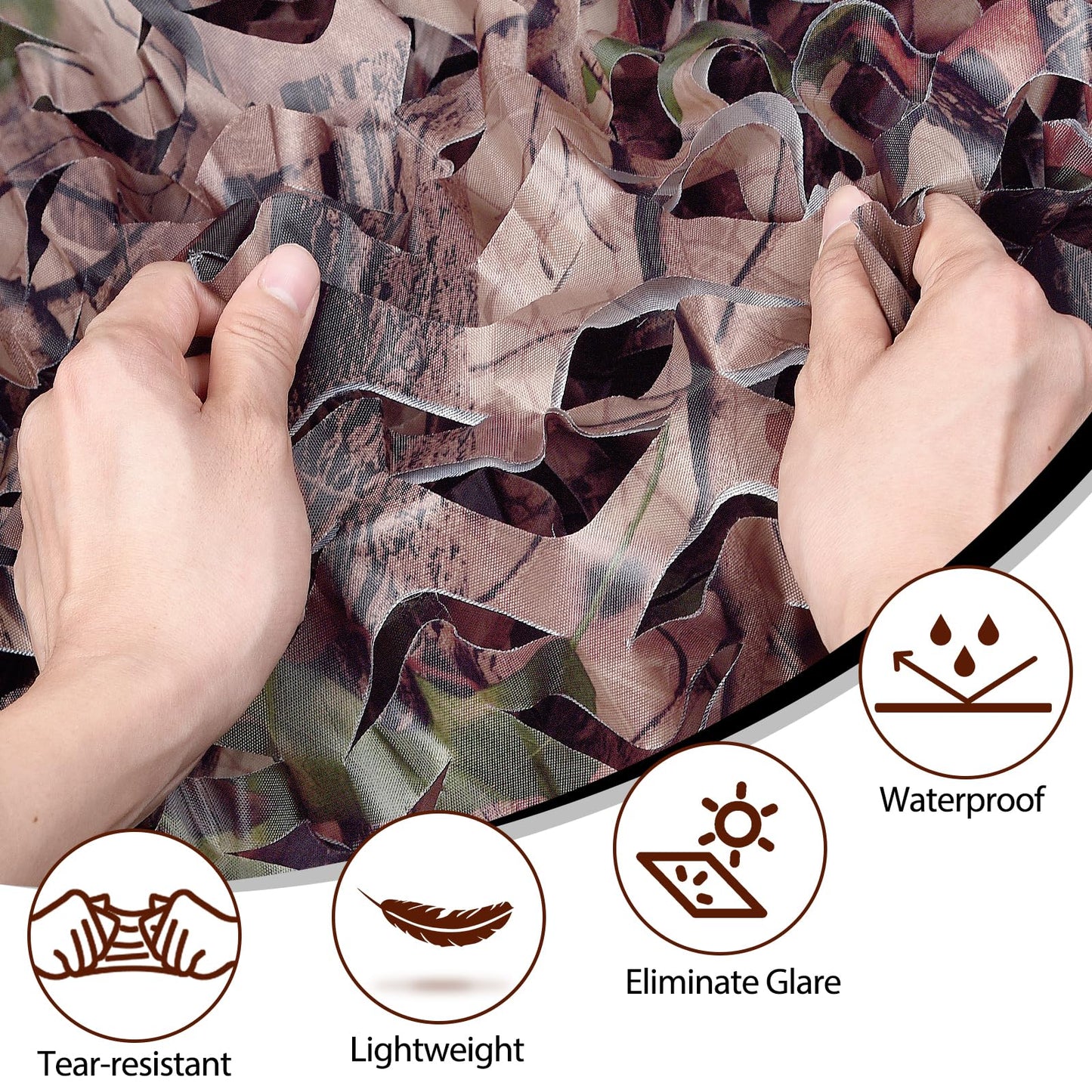Yeacool Camouflage Netting Bulk Roll Burlap Camo Tarp Sunshade Net for Hunting Blind Outdoor Photography Dinosaur Birthday Theme Party Decoration (Camo Bionic Leaves, 4.9ftx19.7ft, 1.5m*6m)