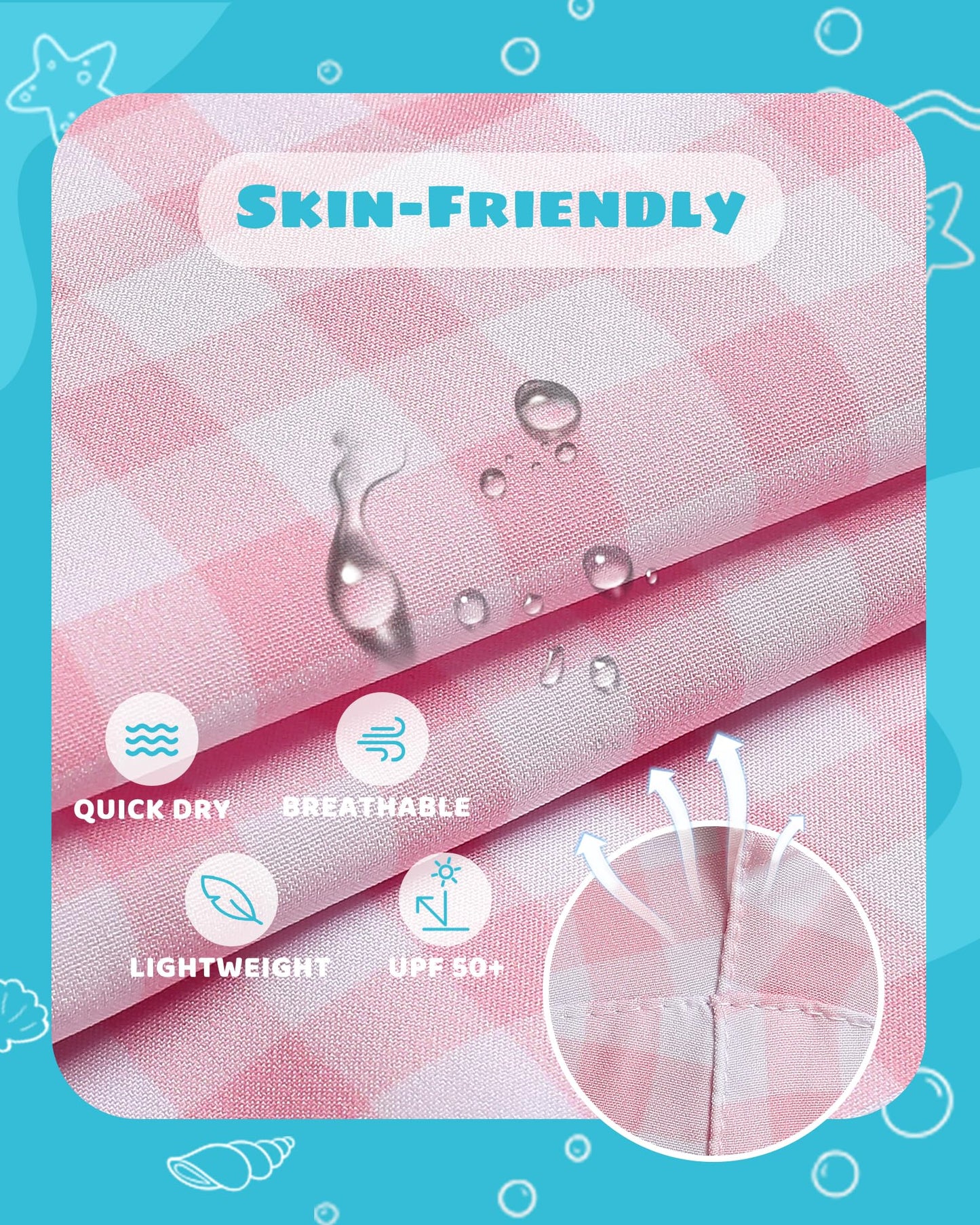 maamgic Boys Swim Trunks with Compression Liner Toddler Stretch Swim Shorts Quick Dry Swimming Trunks Boxer Brief 2 in 1 Beach Shorts Pink Gingham 14/16