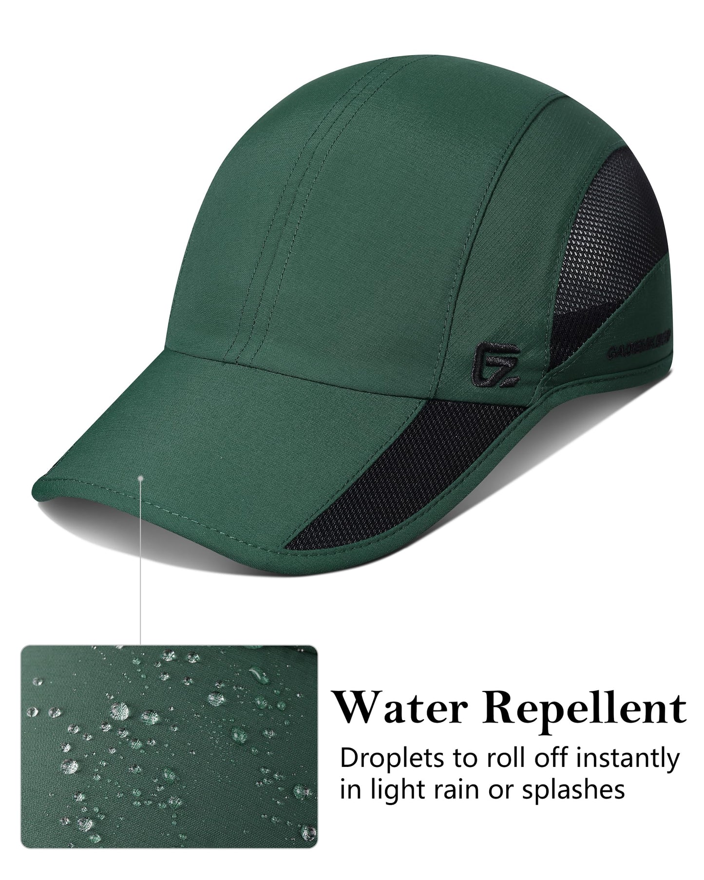 GADIEMKENSD Cooling Running Hat Quick Dry Summer Baseball Cap UPF50+ Sports Sun Caps Breathable Mesh Trucker Dad Hats Unstructured for Golf Tennis Hiking Gym Camp Blackish Green S/M 6 7/8-7 1/4