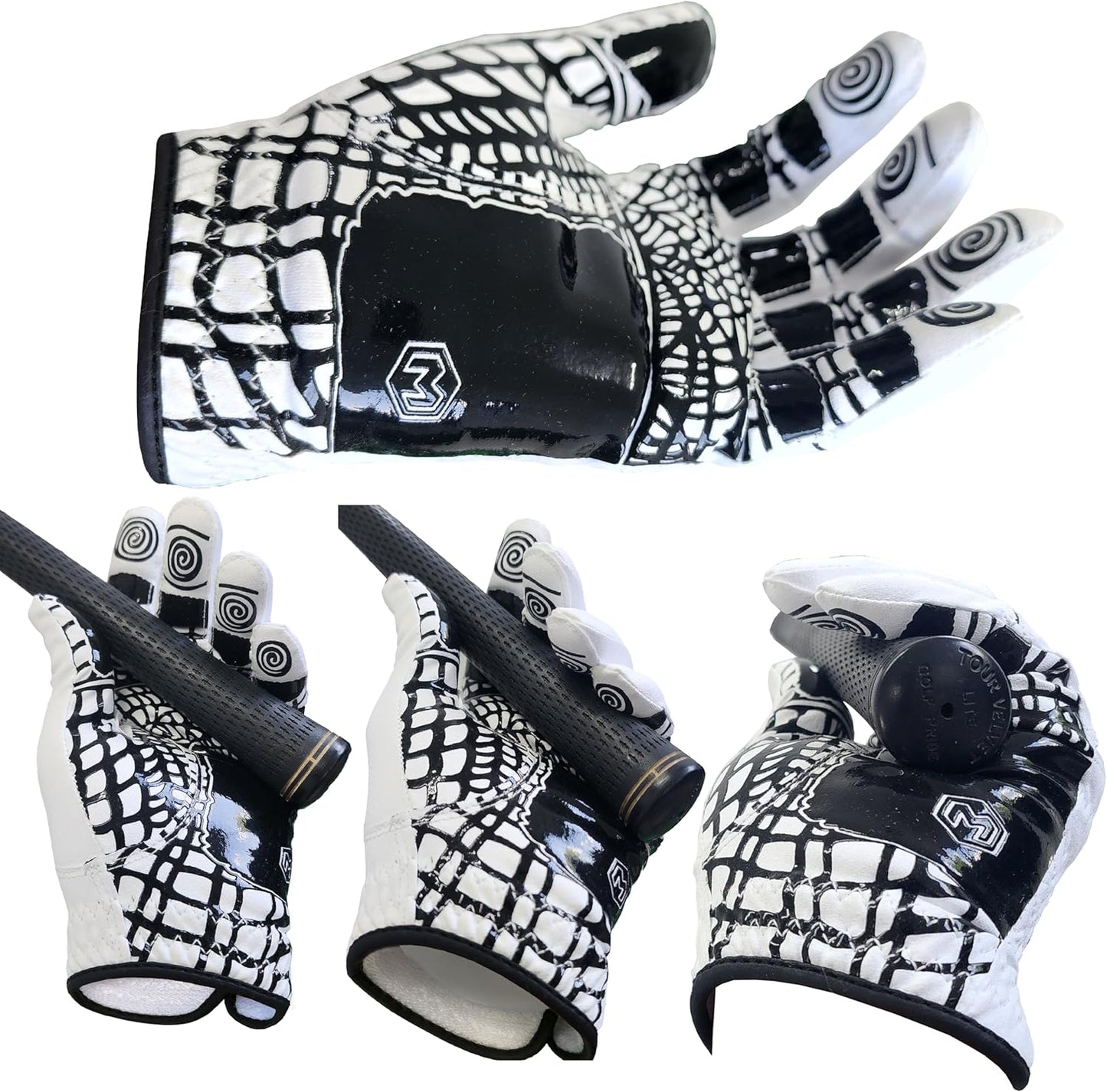Monkey Grip Golf Glove - Premium Synthetic Nonslip Spider Grip for All-Weather Performance | Left Hand