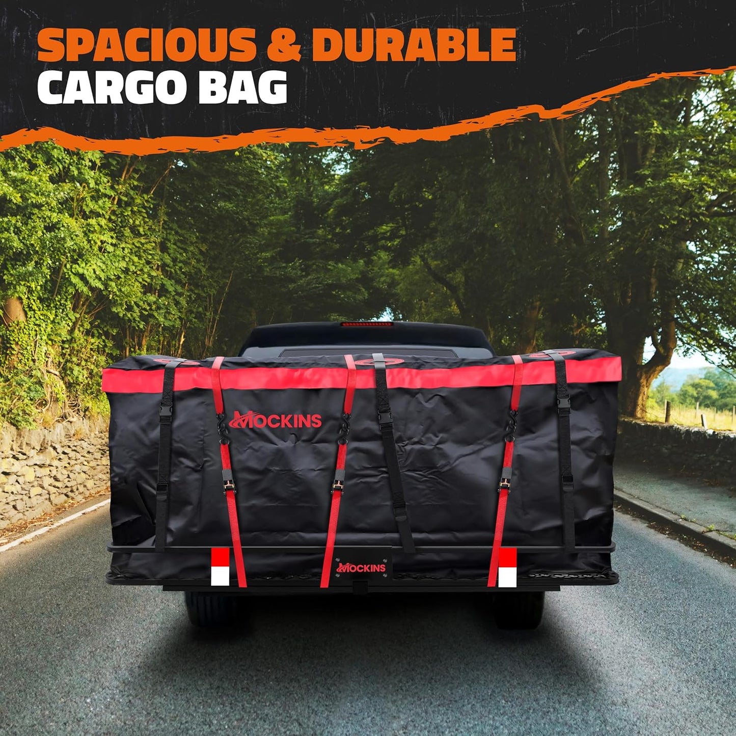 Mockins 40 CuFt XXL Trailer Hitch Cargo Carrier Bag - Heavy Duty Waterproof Vinyl | 70"x30"x33" Size