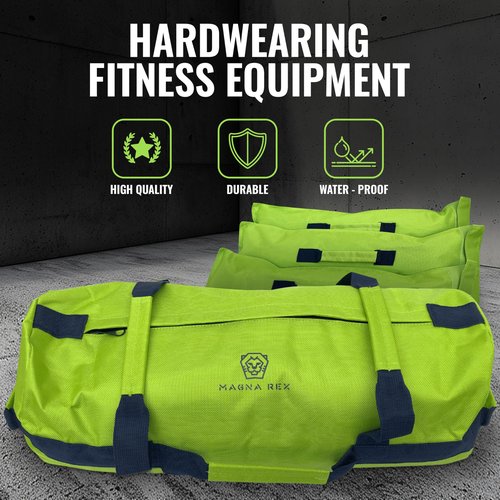 Sandbags for Working Out - 50 lbs - Adjustable Heavy Duty Equipment for Weight Training - 1 Outer, 3 Inner Sandbags - Portable Tough Workout - Green Non Slam