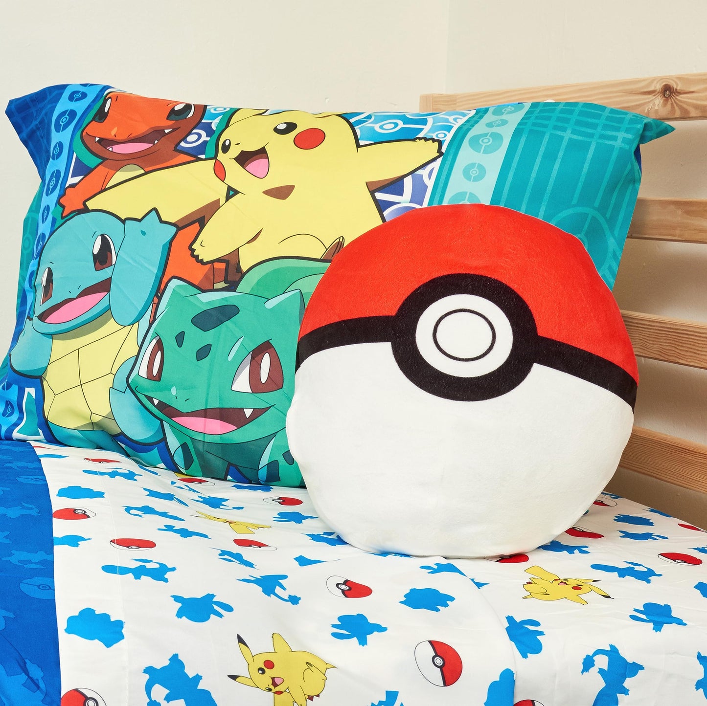 Northwest Ultra Soft Cloud Pillow Plush Cushion, Pokeball Inspired Throw Pillow for Boys and Girls, Anime-Inspired Bedroom, 11" Plush Bedding Accent
