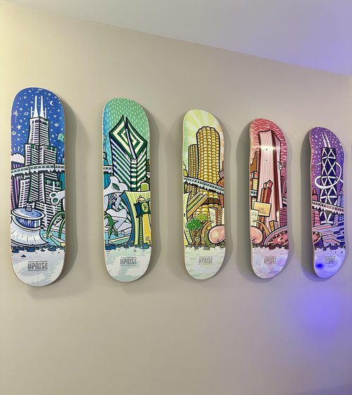 Hella Hangers | Skateboard Deck Hanger | Works with Adhesive Strips | Transparent Floating Hanging Display Mount for Skateboards | Great Gift for Skaters