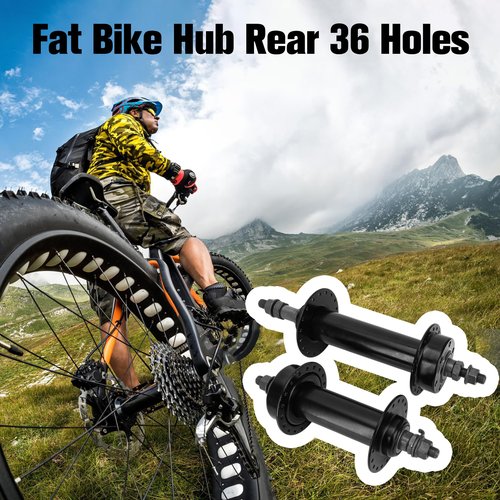 BuleVina Fat Tire Bike Wheel Part Hub, Rear Hub 195mm Front Hub 135mm 36 Holes Thread Cassette Disc Brake Cycling Accessories Through Axle Quick Release Aluminum Alloy Hubs for 26x4.0 Snow Bicycle