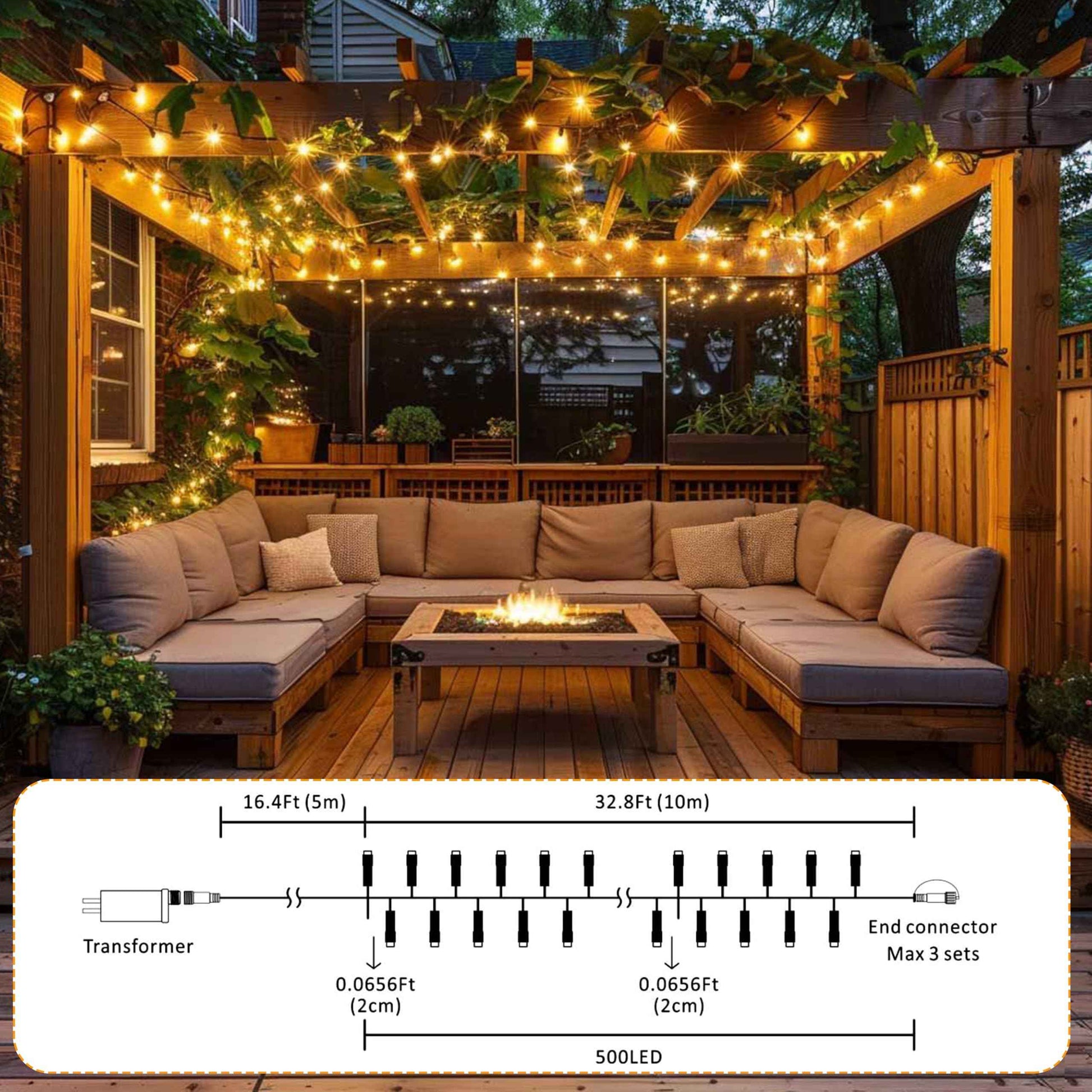 Ogrmar 49 ft 500 LED Christmas Cluster Lights 8 Modes Christmas String Lights with Timer Function & Connectable for Xmas Home Garden Wedding Party Xmas Tree Indoor Outdoor Decor (500, Warm White)