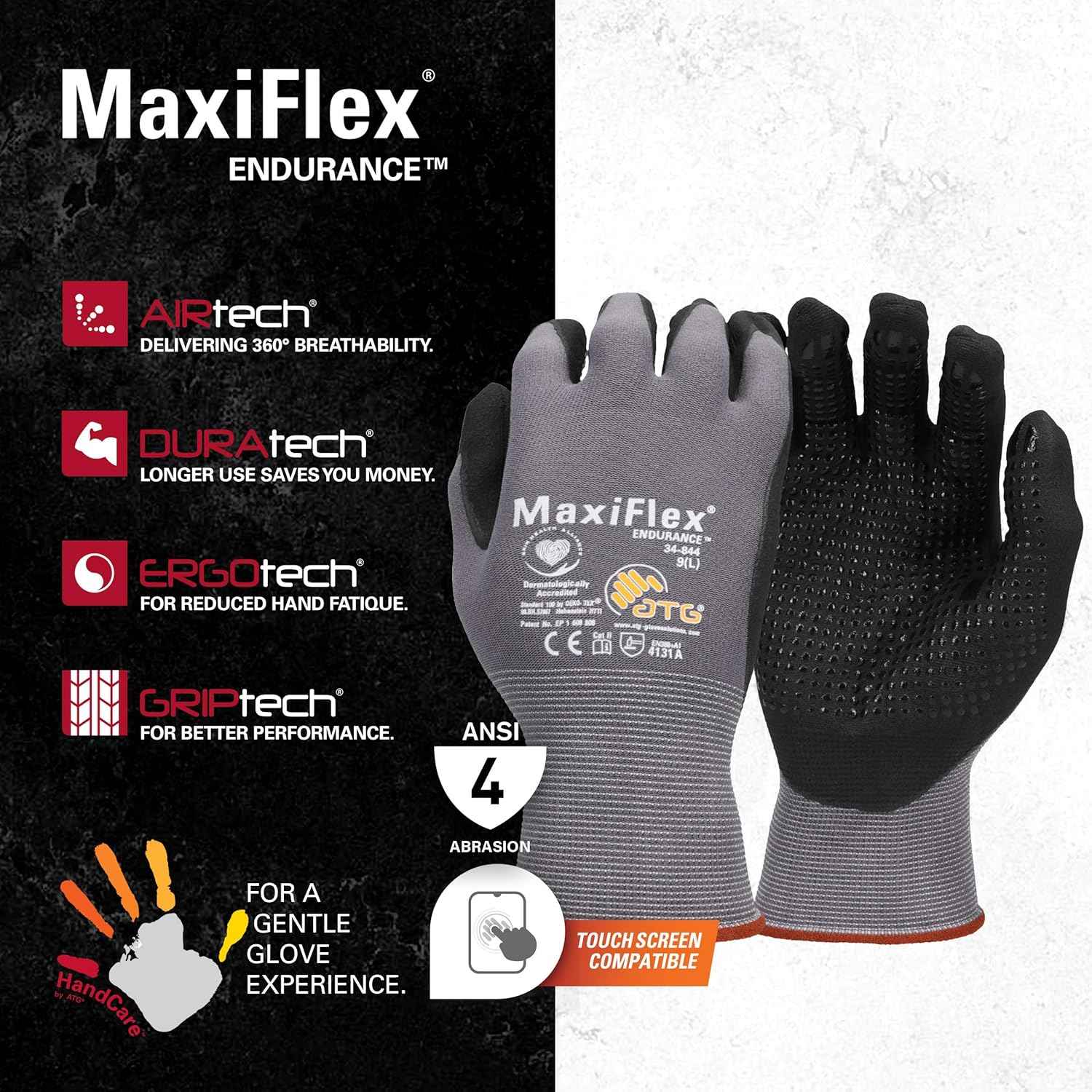 MaxiFlex Endurance Knit Gloves - Small, Gray (Pack of 12) for Ultimate Grip