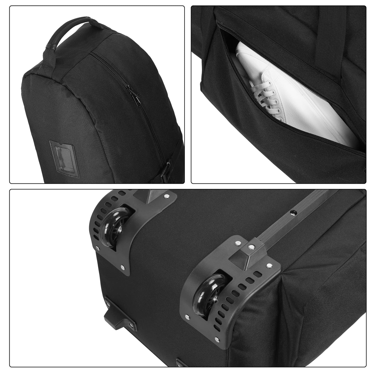 TurnWay Foldable Padded Golf Travel Bag, Heavy Duty 900D Polyester Waterproof Bag Cart Bag with Wheels, Soft-Sided Spacial Size for Golf Gear Transportation(Black)