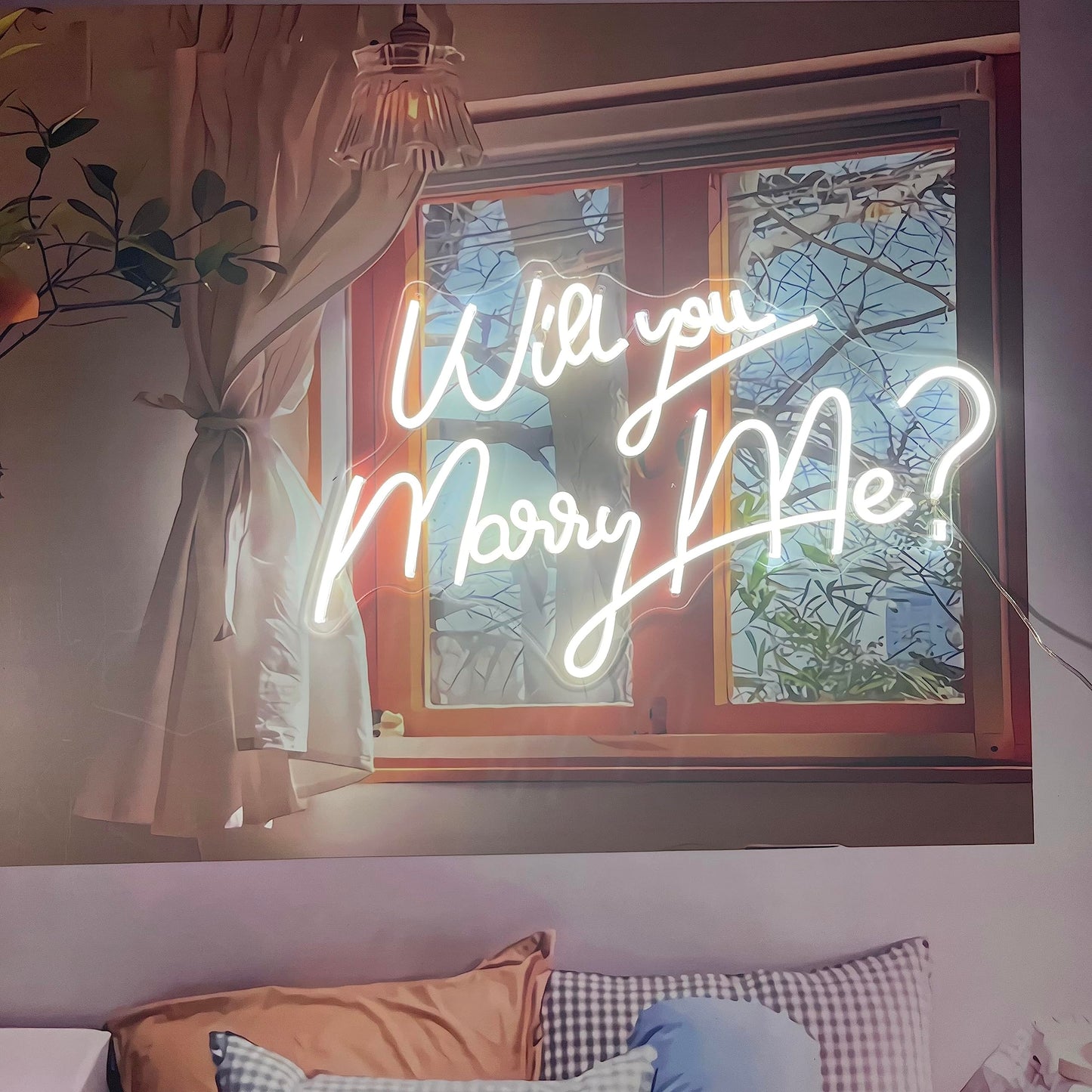 Neon Sign Will You Marry Me ? with Dimmer Switch, 12V Wedding Neon Sign Decoration Ins Neon Signs For Wall Decor Neon Light