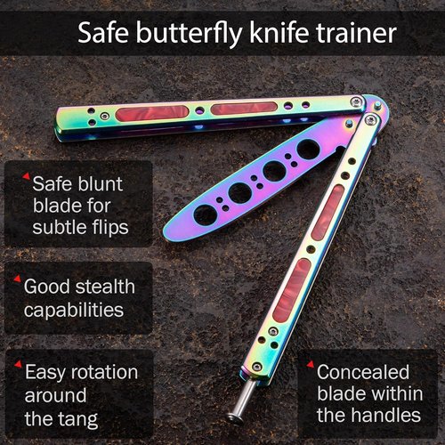 Grand Way Butterfly Trainer - 2025 Practice Balisong Knife | Dull Blade for Safe Trick Training - K-06 N